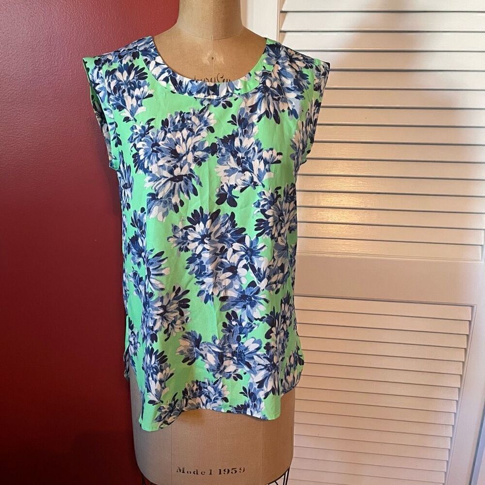 J CREW | green multi color floral blouse XSP
